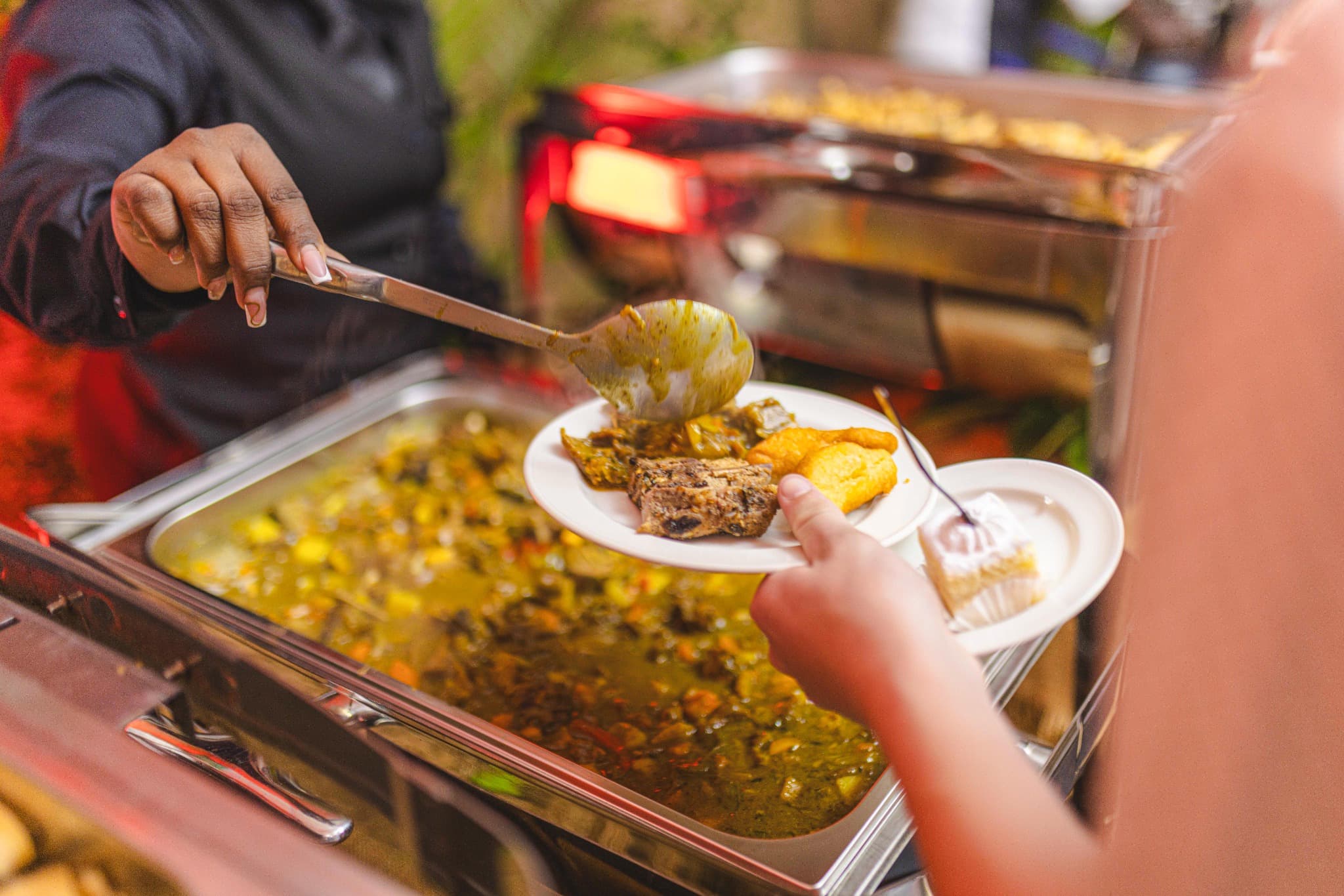 Jamaican buffet service